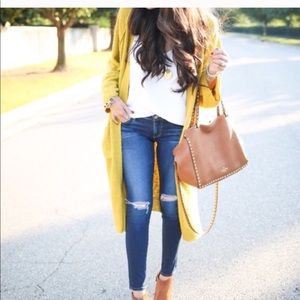 ChicWish Mustard/Gold long cardigan sweater Medium
